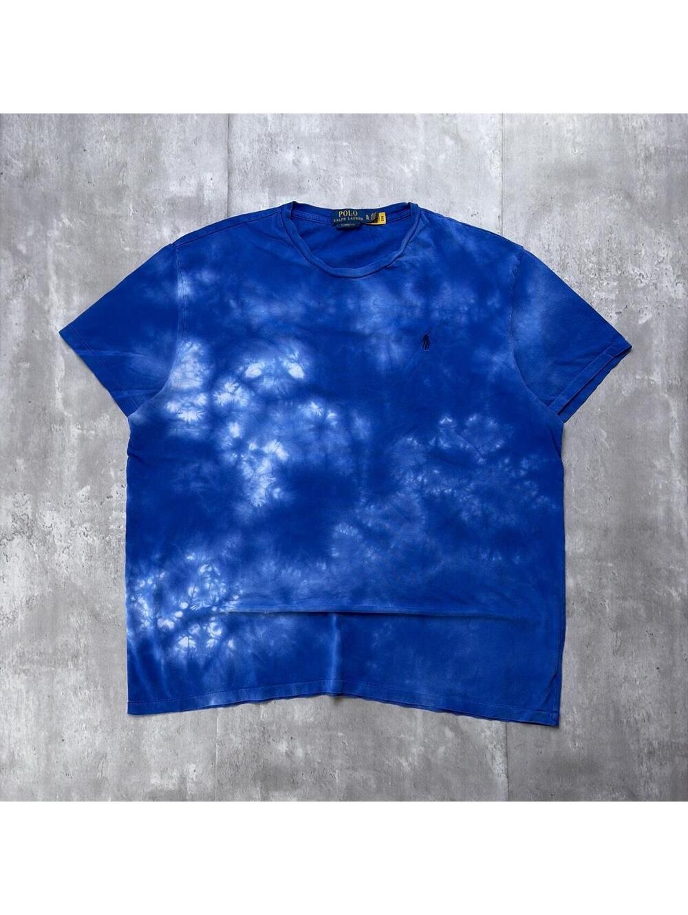 Y2K Blue Polo Ralph Lauren Ocean Tie Dye T-Shirt